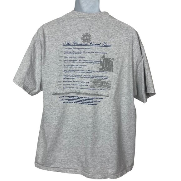 Vintage Panama Canal History T Shirt Delta Crystal Cruises Gray - Picture 3 of 7